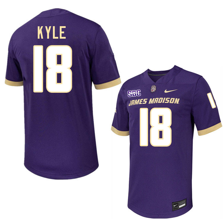 #18 Logan Kyle JMU Jersey,James Madison Dukes Football Jerseys Stitched-Purple #18 Logan Kyle JMU Jersey,James Madison Dukes Football Jerseys Stitched-Purple